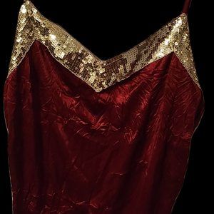 Cocorna Burgundy Babydoll Beaded Top - Size L